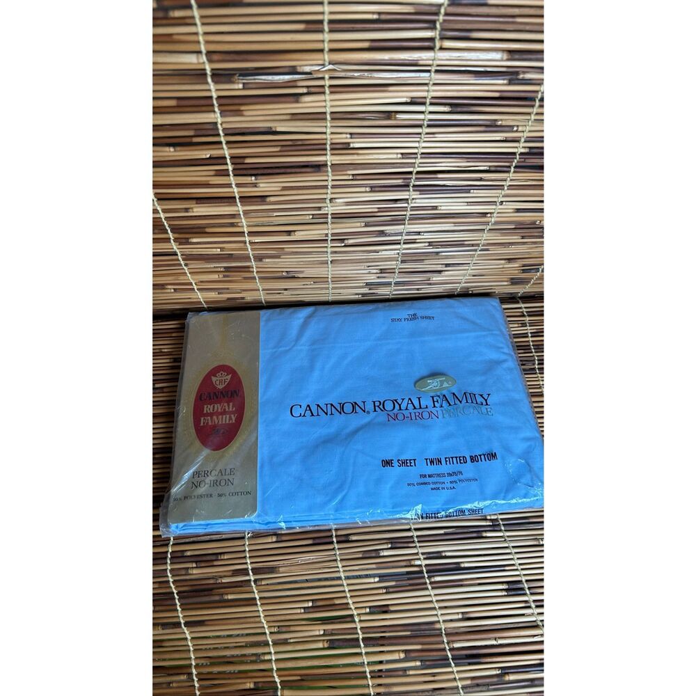 Cannon Royal Family Vintage Twin Fitted Sheet NIP Light Blue